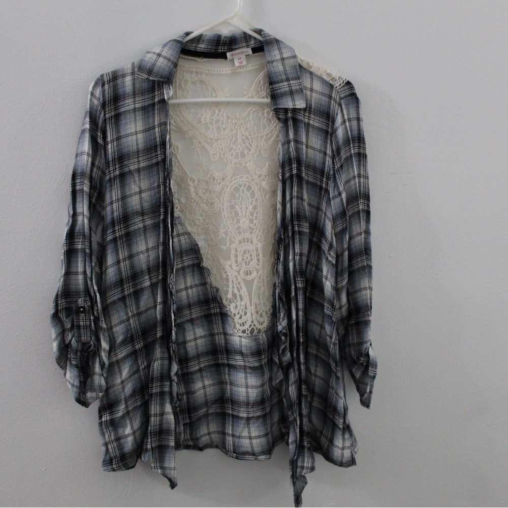 Xhilaration Black and White Plaid Scarf